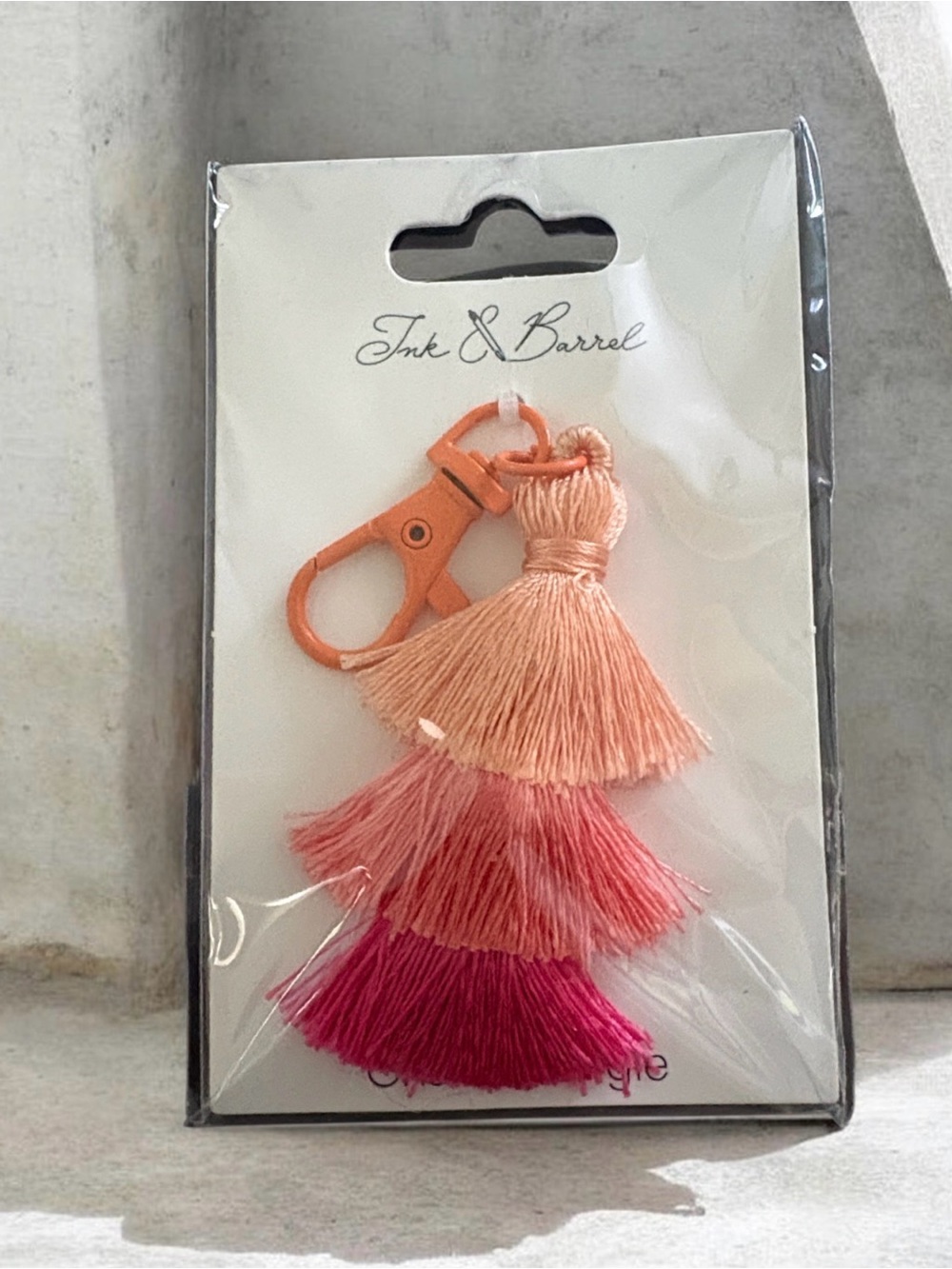 Ink & Barrel Orange Ombre Tassel Keychain Charm